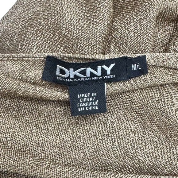 DKNY GOLD KNIT OPEN WATERFALL FRONT CARDIGAN - Picture 10 of 13